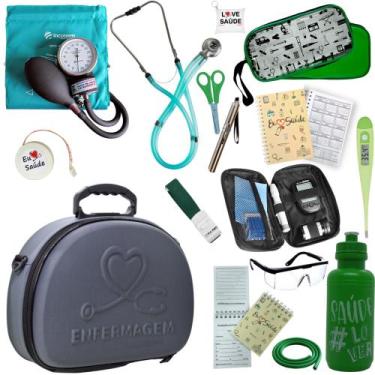 Imagem de Kit Enfermagem Maleta Estagio Medidor Glicose Completo Luxo - PA MED/ 