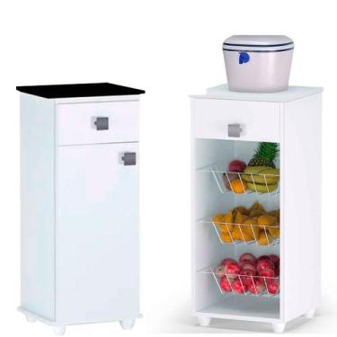 Imagem de Kit Fruteira 3 Cestos e Balcão para Bebedouro - AJL, Branco/Preto