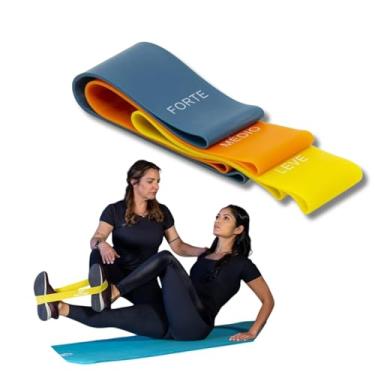 Imagem de Kit Mini Faixa Elástica com 3 Intensidades - Ideal para Yoga, pilates, e Crossfit Bandas de Resistência para Exercícios, Treino Funcional em casa, academia, ar livre, Cor Azul, Laranja e Amarelo