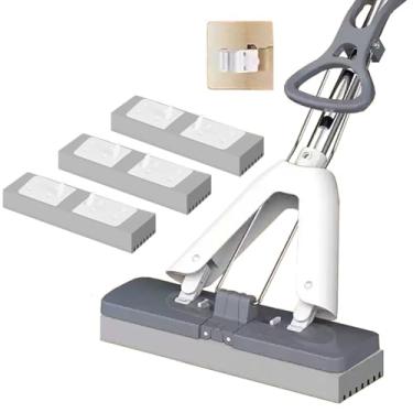 Imagem de TBATM Mop Squeezy com Balde e Cabeça de Substituição,Mop Esponja de Pva com Alça de Aço Inoxidável,Super Absorvente de Uso Duplo Molhado e Seco para Pisos Duros de Madeira,Limpeza de Carro,C,35x137cm