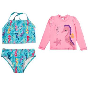 Imagem de Biquini Infantil 3 Peças Com Filtro Solar Uv50 Tip Top Conjunto de Pra