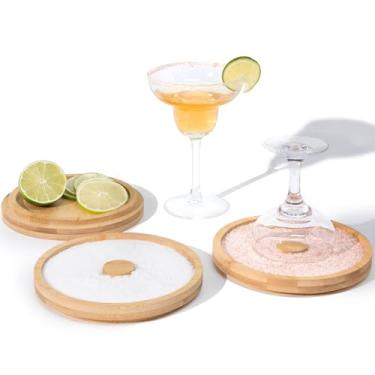 Imagem de SCUNDA Conjunto de escumadeira de sal Margarita de bambu de 14,5 cm, com 3 andares, para coquetéis, ferramentas de escumadeira de vidro, ferramenta de bar de sal e açúcar para casa, festas, bar