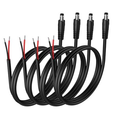 Imagem de Cabo Pigtail de alimentação CC 16AWG, conector cilíndrico, plugue macho CC de 2,1 mm x 5,5 mm para fio desencapado, cabo de reparo de fonte de alimentação para câmera de segurança CCTV, adaptador de