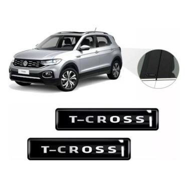Imagem de Kit Adesivos 2 Emblemas Lateral Coluna T-Cross Resinado 3D