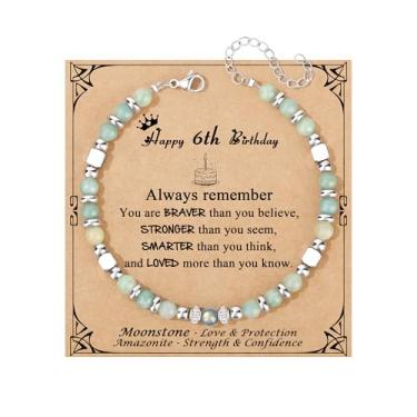 Imagem de JoycuFF Presentes de aniversário para mulheres, pulseira de pedra da lua, decorações de feliz aniversário, presentes exclusivos, amazonita, pedra da lua, pulseiras para sua melhor amiga, irmã, filha