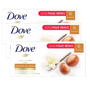 Imagem de kit 3 Sabonetes Em Barra Dove Karite 90g 6 Unidades
