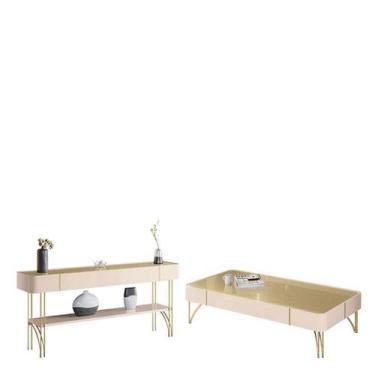 Imagem de Aparador Vivant com Mesa de Centro Cadenza Champanhe Off White - HB Mó