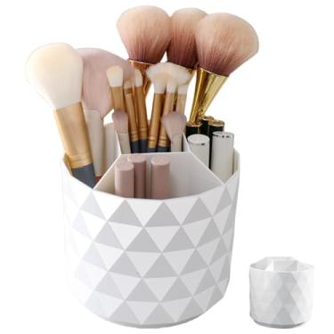 Imagem de Porta-lápis fofos para mesa, suporte de caneta para mesa, suporte giratório de 360° com 5 compartimentos, organizador de canetas de plástico antiderrapante para escritório, escola, casa