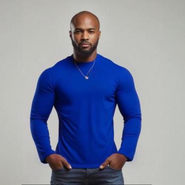 Imagem de Camisa Manga Longa Masculina UV 50+ Dry Fit Esportiva Azul Royal - Fan