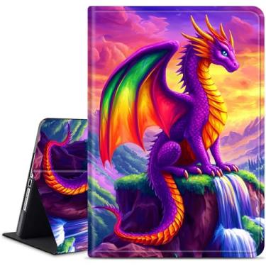 Imagem de Dikoer Capa para tablet iPad Mini 7 A17 Pro 7ª geração 2024/iPad Mini 6 6ª geração 2021 8,3 polegadas, capa inteligente de couro com suporte fino com função despertar/hibernar, céu de dragão roxo