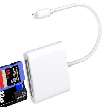 Imagem de Leitor de cartão micro SD Lightning para CF SD (3 em 1) para iPhone 14 13 12 11 Pro Max adaptador para câmera digital TF Memory Photo Transfer Converter para Apple MFI certificado para iPad Pro