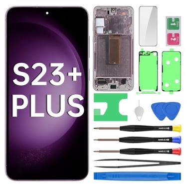 Imagem de BESJMYT Substituição de tela AMOLED para Samsung Galaxy S23+ Plus com moldura lavanda OLED Display Touch Digitalizador, montagem completa, vidro fixo com kit de ferramentas de reparo SM-S916U