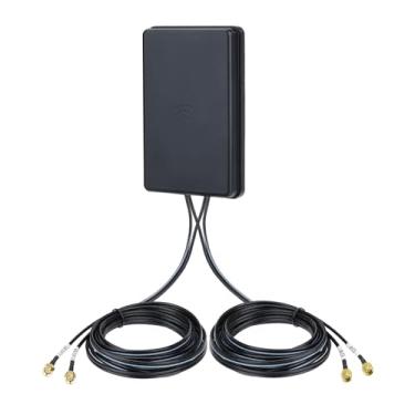 Imagem de Eightwood Antena MIMO 4G LTE + WiFi 6E com conectores SMA e RP-SMA, banda larga de 600 MHz-6000 MHz, antena de montagem adesiva com cabo de 3 m para roteador celular industrial, CPE, gateway IoT