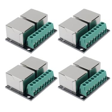 Imagem de Be In Your Mind Conector terminal fêmea duplo RJ45 Ethernet 4X 3,5 mm passo 8 pinos RJ45 adaptador de bloco terminal Ethernet