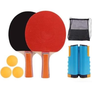 Imagem de Kit Tênis de Mesa com Rede Par de Raquete Tenis de Mesa Raquete Ping Pong