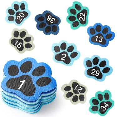 Imagem de Outus 36 peças de pontos de marcador de tapete de pata 12,7 cm, ponto de alinhamento para chão de sala de aula, marcador para material de professor, tapete de sala de aula, decoração escolar (azul