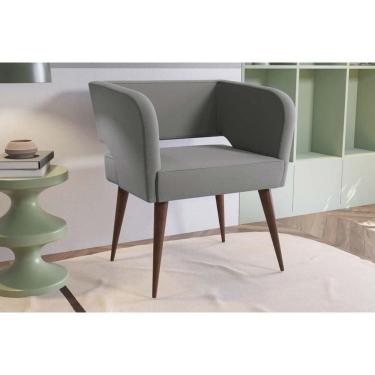 Imagem de Poltrona Decorativa p/ Sala Antara Carvalho/Suede Cinza - Kappesberg