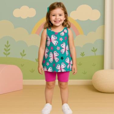 Imagem de Kit 3 Conjuntos Infantil Menina Blusa Regata e Short Kyly, 4, Kit 2