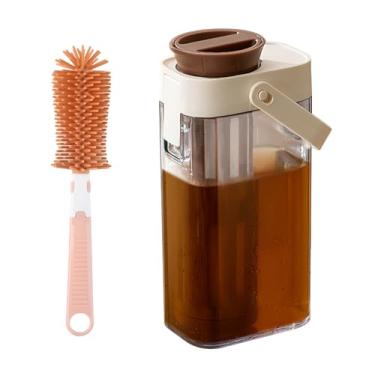 Imagem de LamChyar Copo de café portátil para fermentação fria, cafeteira de 970 ml com escova de garrafa, jarra de café para geladeira, para acampamento ao ar livre