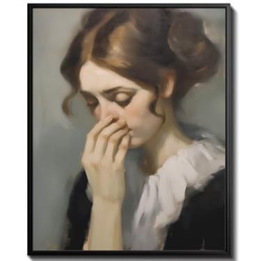 Imagem de uniro Impressões engraçadas de arte de parede de banheiro, decoração de parede de imagem de banheiro vintage, humor clássico feminino cobrindo o nariz, pôster de arte de parede de sinais de banheiro