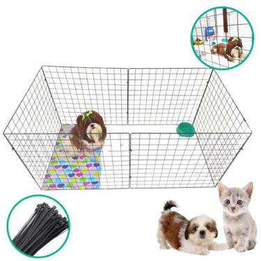 Imagem de Gaiola Móvel 6 Telas Tela Aramada 60x60cm Pet Gato Coelho Porquinho Ca
