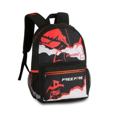 Imagem de Mochila de Costas Free Fire Juvenil Meninos Infantil Passeio, Vermelho