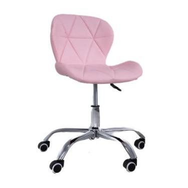 Imagem de Cadeira de Escritório Office com rodízios Estofada Slim Rosa - Brazeco