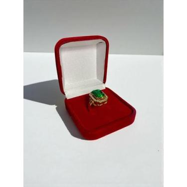 Imagem de Anel Craveja Pedra Verde Ajustável - Banhado A Ouro 18K - Tojoia18K