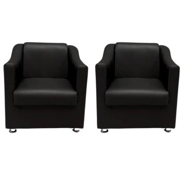 Imagem de Kit 2 Poltronas Decorativas Sofia Para Salão Consultório Corino Bege