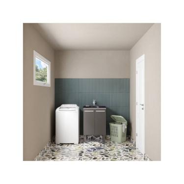 Imagem de Gabinete com Tanque para Lavanderia - Preto - 2 Portas - 60x50cm 100% Aço - Venus - Cozimax