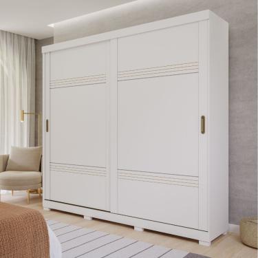 Imagem de Guarda Roupa Casal com Pés 2 Portas de Correr 100 MDF Blumenau Panan - Branco
