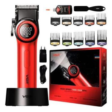 Imagem de Máquina De Cortar Cabelo Vgr V-001 Vermelha Sem Fio - VRG, Vermelho