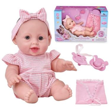Imagem de Boneca Bebe Reborn Doce Encanto Menina Com Naninha Lacinho Chupeta E L