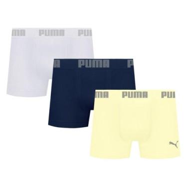 Imagem de Kit 3 Cuecas Puma Boxer Sem Costura Masculina, Marinho, Amarelo, EG