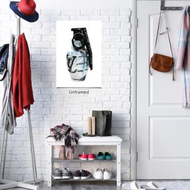 Imagem de Arte de parede de luxo na moda - pôster retrô fashion cuidado com granadas para decoração de parede de quarto de meninas - vintage feminista preto e branco arte impressão em tela imagem para