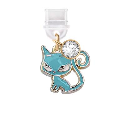Imagem de ELISE & FONDA TP787 Tipo-C porta de carregamento plugue antipoeira pequeno gato gatinho pingente de celular para iPhone 15/16/Samsung/OnePlus/Xiaomi/oppo telefones Android (azul)