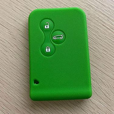 Imagem de CSHU Silicone 3 Botões Smart Car key Holder Car Key Case Cover Chaveiro Ring Key Bag, apto para Renault Clio Megane Grand Scenic, verde