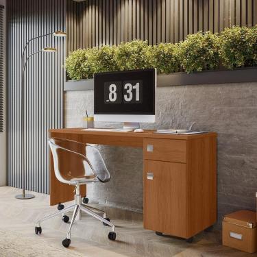 Imagem de Escrivaninha Office Malta - 1 Gaveta Com Chave E Rodízios Jequitibá - Lukaliam Móveis Jequitiba
