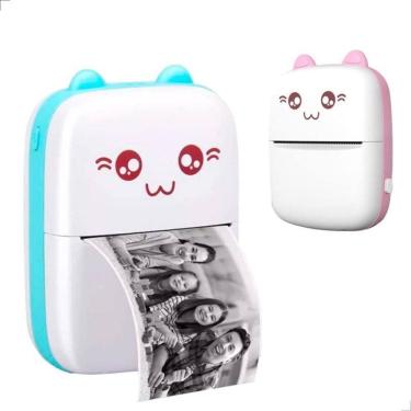 Imagem de Mini Impressora Térmica Portátil Gatinho Bluetooth Cor Azul