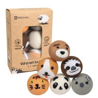 Imagem de Bolas de secagem de lã ALLINCOZY Amaciador de tecidos natural reutiliz