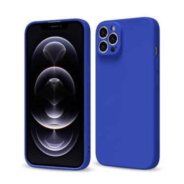 Imagem de Capa de telefone Svaove para iPhone 12 Pro, silicone líquido, fina, ultrafina, minimalista, bonita, lisa, brilhante, cor sólida, fosca, borracha macia, gelatina, plástico, TPU, amortecedor, azul royal