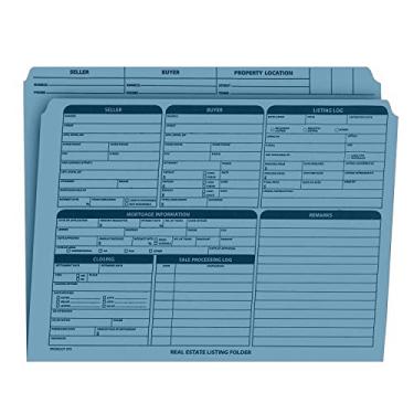 Imagem de NextDayLabels - Pasta de listagem de imóveis - Lista do painel direito, pré-impressa em cartolina durável com lista de verificação de fechamento e pontos codificados por cores para organizar (azul,