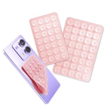 Imagem de EKIND 2 peças de suporte de telefone com ventosa de silicone, adesivo de silicone, aderência dupla face 28 e 40, suporte de telefone mãos livres para espelho, janela, mesa para selfies, chamadas de