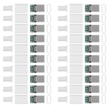 Imagem de Pacote com 20 conectores USB C - conector USB 3.1 24 pinos macho tipo C para reparo de cabos - adaptador de solda com placa PCB - caixa branca