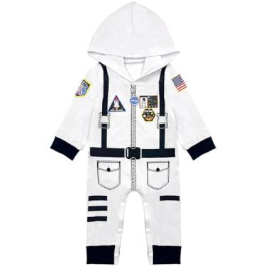 Imagem de Wosixima Lindo macacão com capuz de astronauta branco para bebês e crianças, 18 a 24 meses