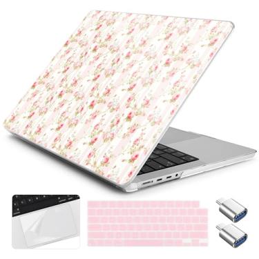 Imagem de Yebiseven Capa para MacBook Pro M4 de 14 polegadas 2025 2024 2023 2021 modelo A3112/A3401/A3185/A2918/A2992/A2779/A2442 M3 M2 M1, capa rígida com capa de teclado + película trackpad + adaptador OTG