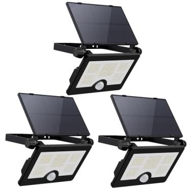 Imagem de Versão atualizada, luzes solares externas, holofote ultra brilhante, luzes com sensor de movimento, luz de segurança à prova d'água, luzes de parede grandes angulares ajustáveis, feixe atômico de