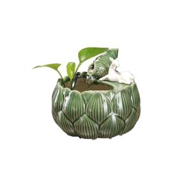 Imagem de Fonte de água de mesa estilo chinês de fácil instalação com bomba submersível para quarto de escritório em casa (verde)