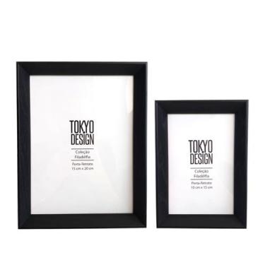 Imagem de Kit 2 Porta Retrato 10x15 15x20 Minimalista Coleções Madeira - Mkt Mul