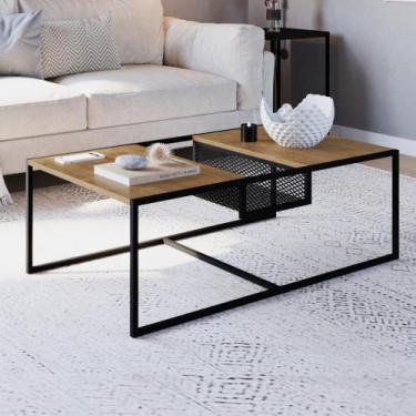 Imagem de Mesa de Centro Industrial York 100 cm - Carvalho/Preto - Artesano, Mar